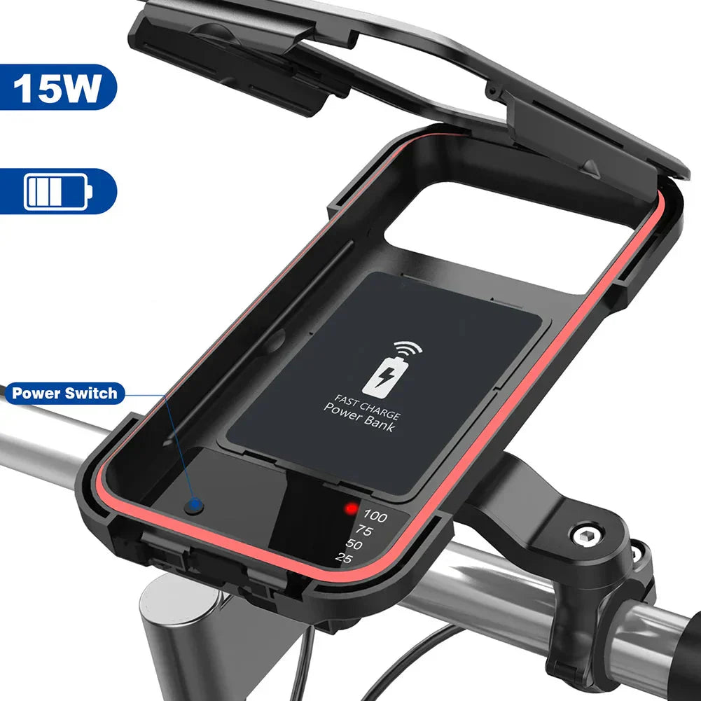 15W Power Bank Waterproof Bike Handlebar Phone Mount
