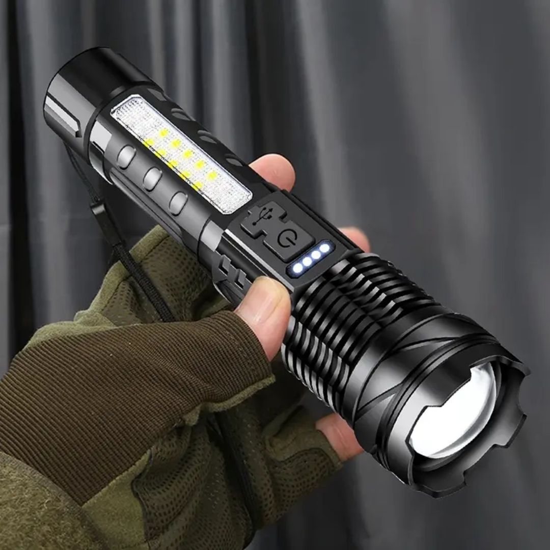 Zoomable LED Flashlight – 3KM Range, Ultra Bright & Durable