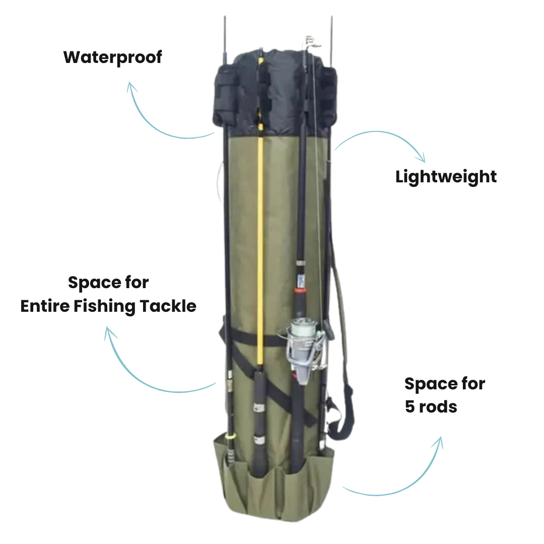 Fishing Rod Carry Bag – Foldable, Lightweight & Durable Storage with 5-Rod Capacity (Army Green)