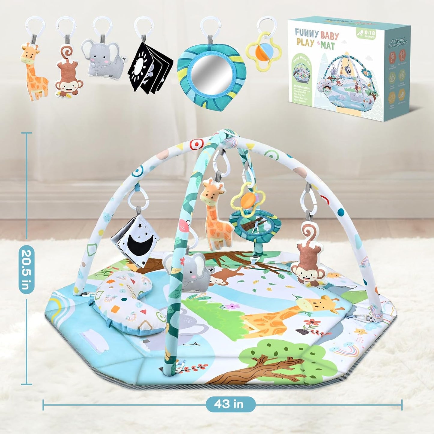 8-in-1 Baby Play Mat & Ball Pit with 6 Toys – A Complete Development Gym for Infants