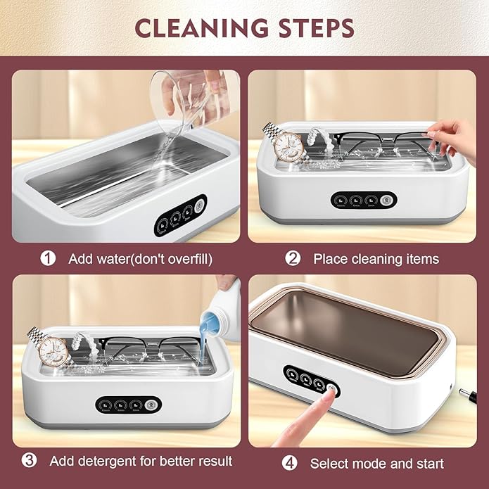 Zyniq Ultrasonic Cleaner – Fast & Effective Deep Cleaning for Jewellery, Glasses, Watches & More