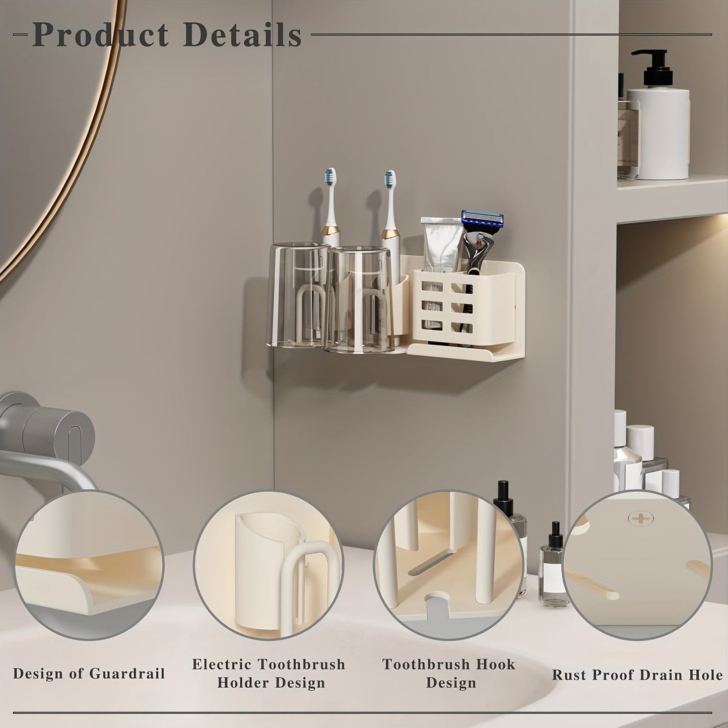 BristleHub Wall-Mounted Electric Toothbrush Holder – Aluminum Bathroom Organizer with Drainage Holes