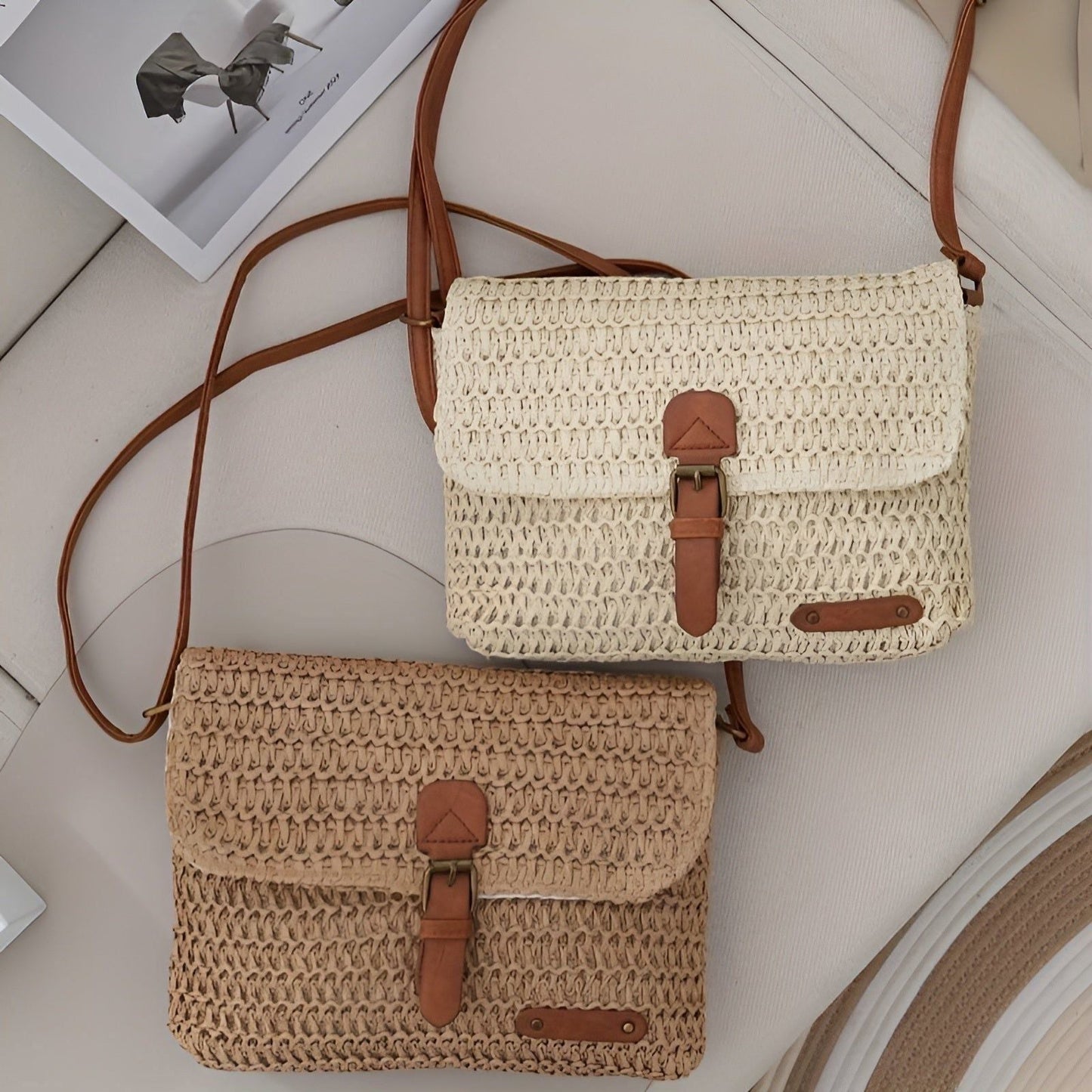 Annalise Bag – Vintage Style Woven Straw Shoulder Bag for Summer