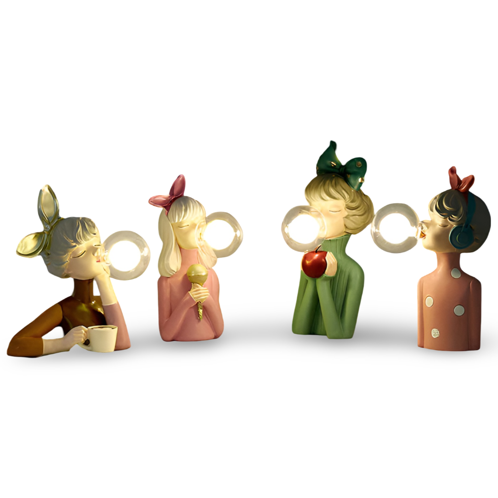 BubbleFairies Table Lamp – Enchanting Quartet Cartoon Girl Figurine Light