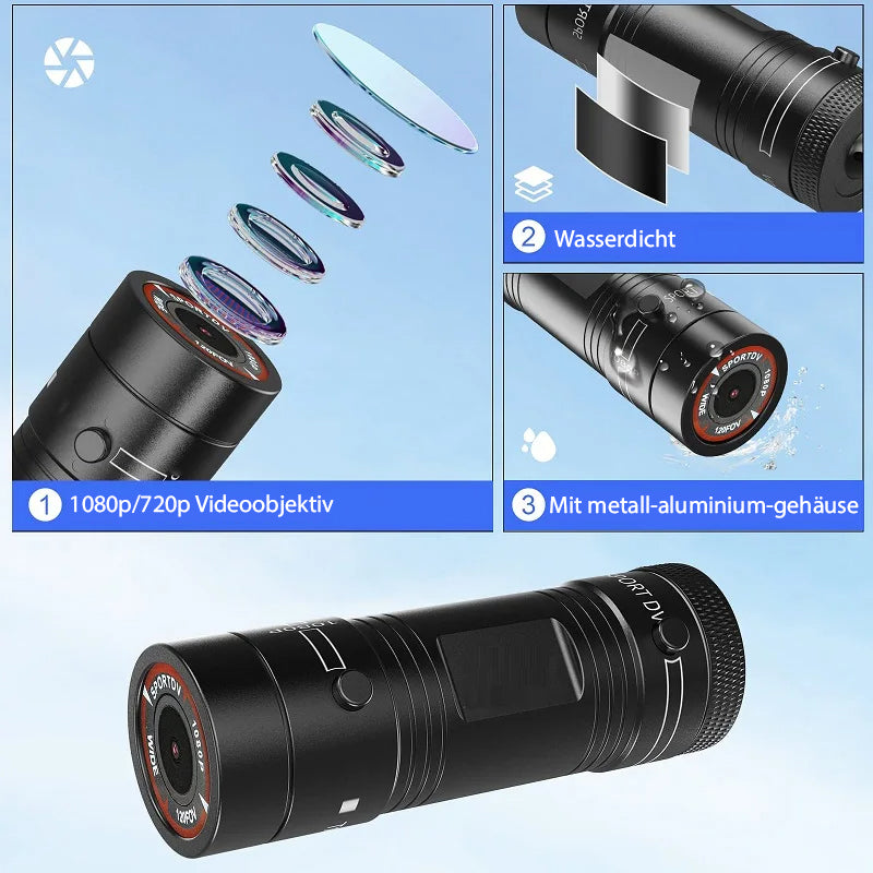 Motorcycle Helmet Camera – HD 1080P Action Cam with Wide Angle Lens, Waterproof & Rechargeable