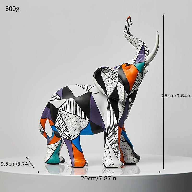 Mosaic Majesty Elephant Figurine – Handcrafted Artistic Elephant Sculpture for Home & Office Decor