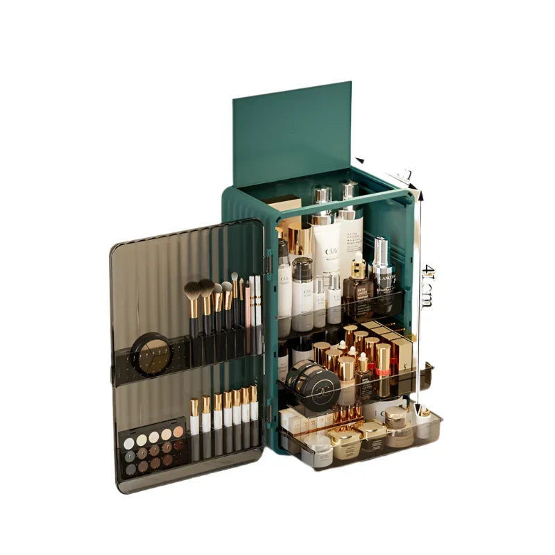 Luxo Luxury Makeup Storage Box – Dust-Proof Cosmetic Organiser with Magnetic Door