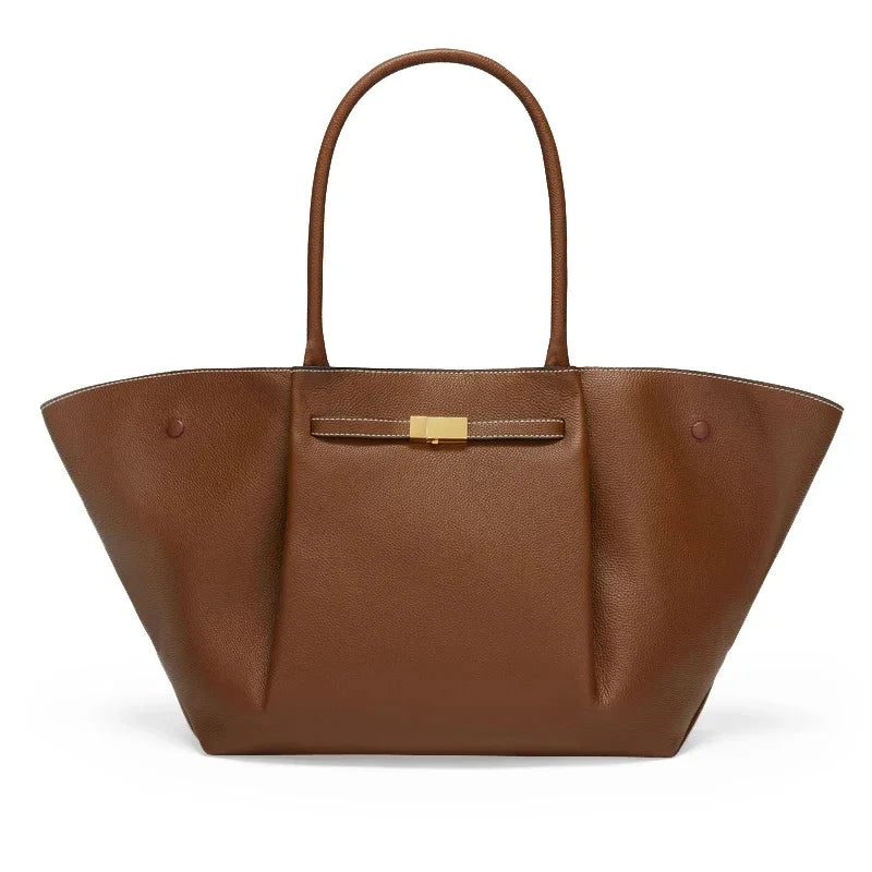 Tassa Luxury Oversized Shoulder Bag with Gold Clasp – Elegant Minimalist Tote for Women