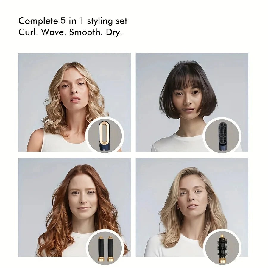 Glossify 5-in-1 Hair Styler | 1000W Hot Air Brush with Ionic Technology