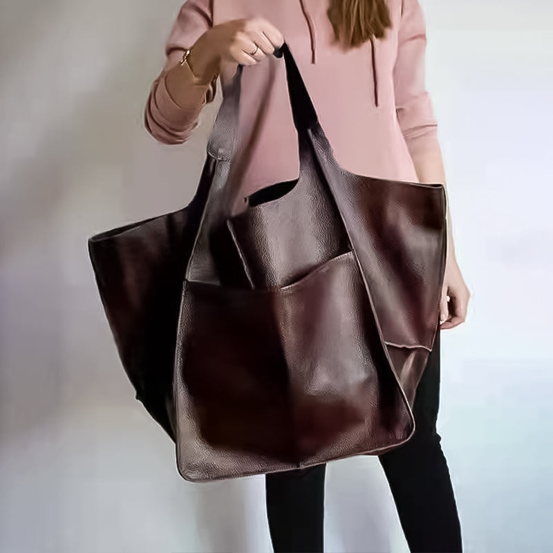 Oversized Leather Weekender Bag | Stylish Travel Handbag with Versatile Carry Options