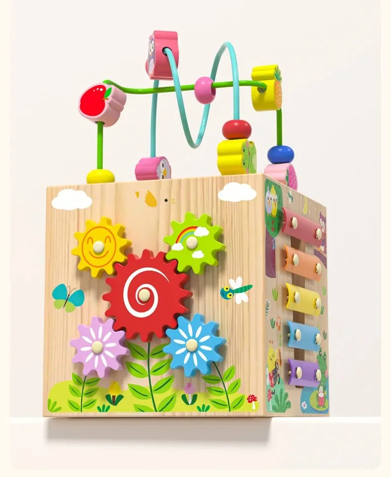 Montessori 8-in-1 Wooden Activity Cube – Early Learning Toy for Toddlers Aged 18+ Months