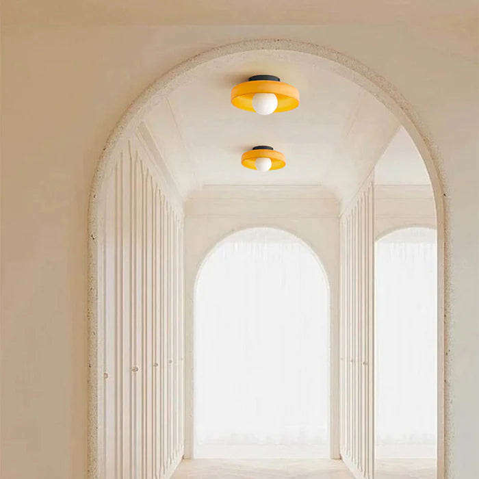 Modern Round Glass Ceiling Light – Elegant Flush Mount Fixture for Kitchen & Living Spaces