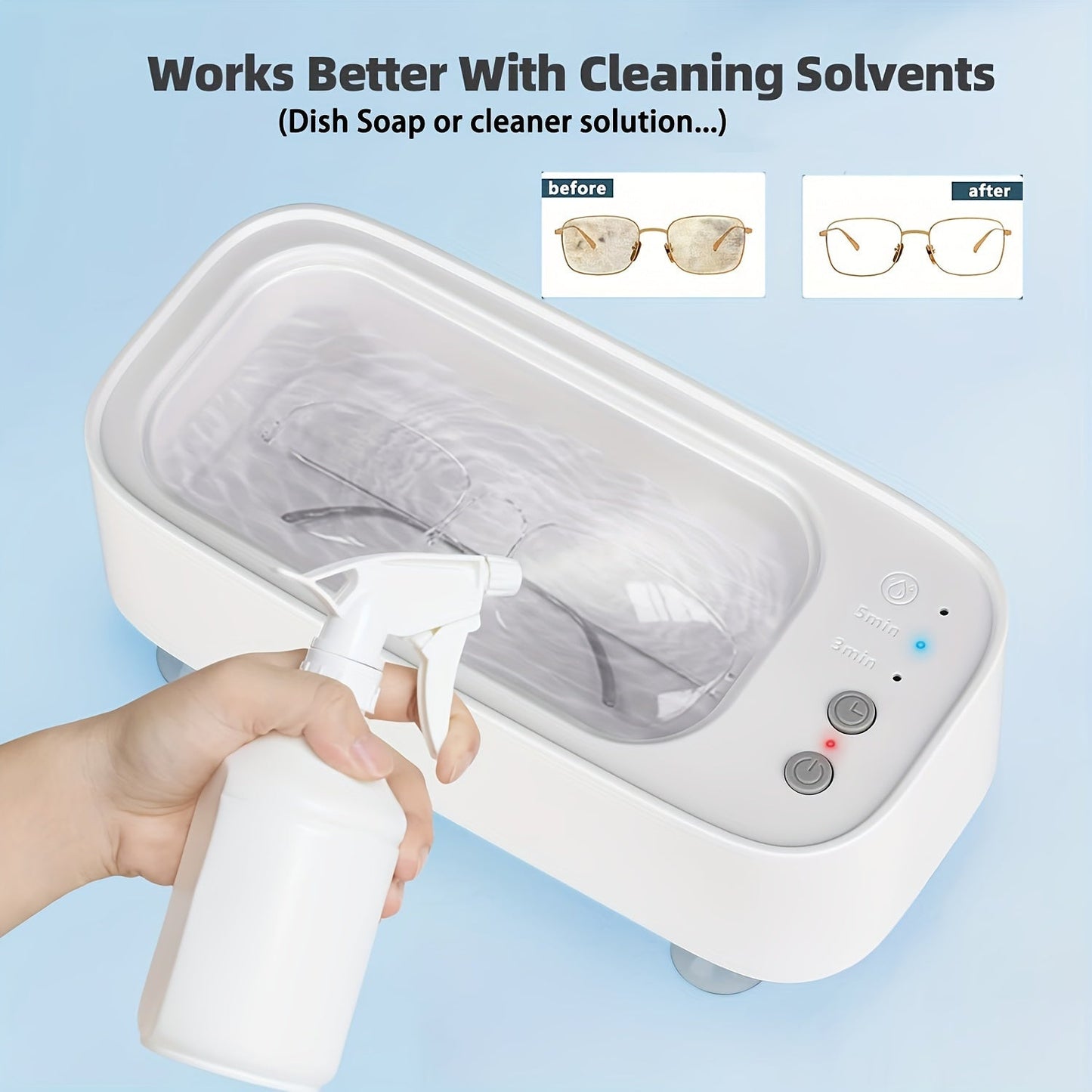JewelSonic Ultrasonic Jewelry Cleaner for Rings, Watches, Earrings & Glasses – 12oz