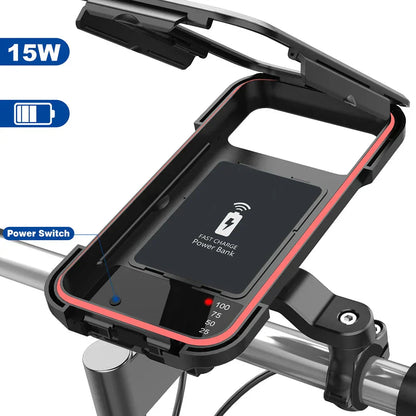 15W Power Bank Waterproof Bike Handlebar Phone Mount