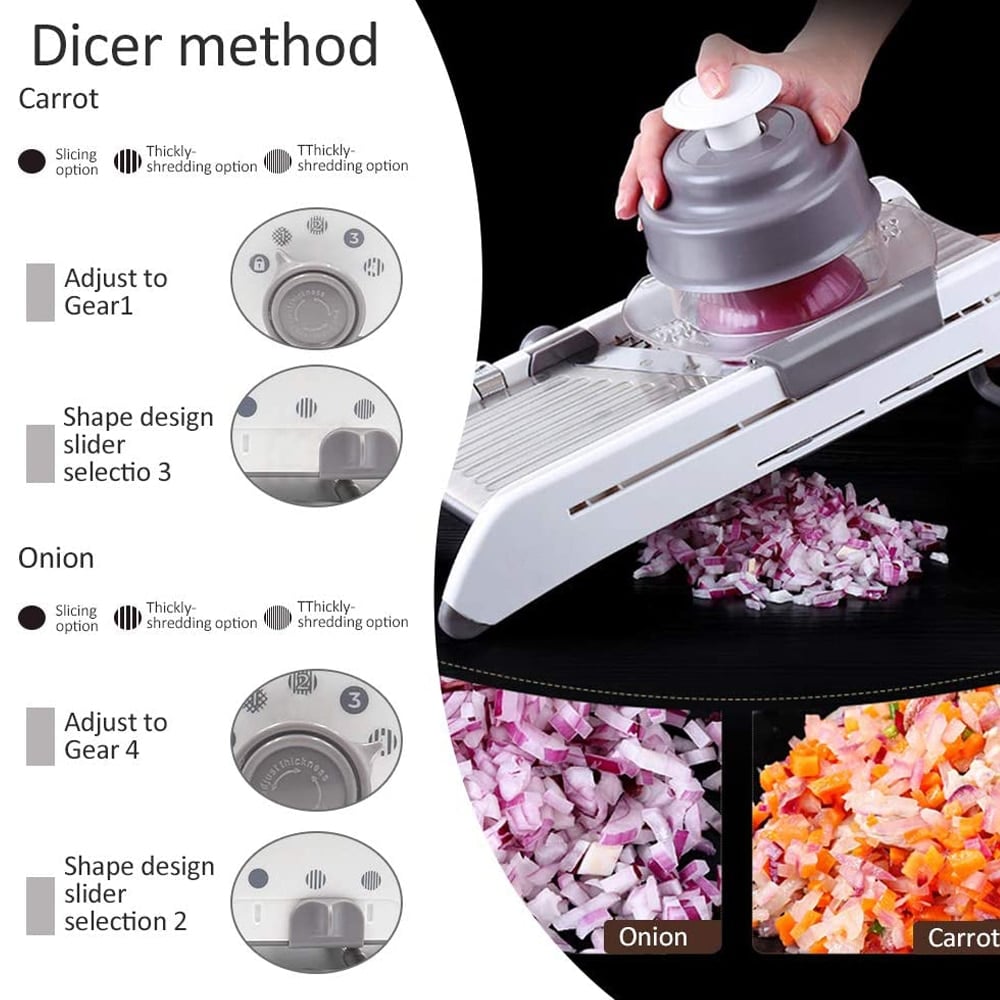Professional Mandoline Vegetable Slicer – Adjustable 304 Stainless Steel Blades for Precision Cutting
