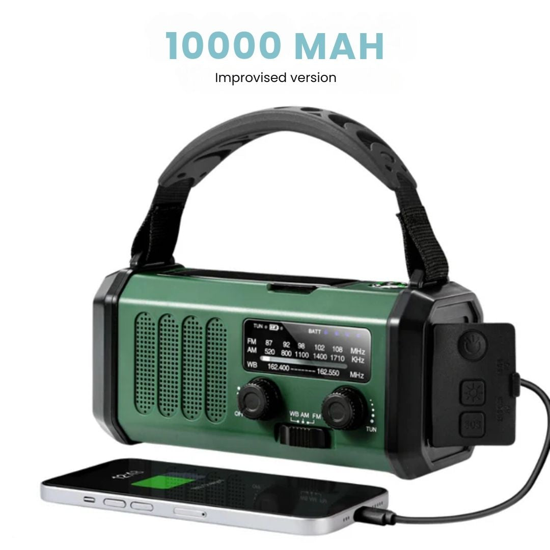 Solar Emergency Radio with Power Bank – Hand Crank & LED Torch for Camping and Outdoor Use