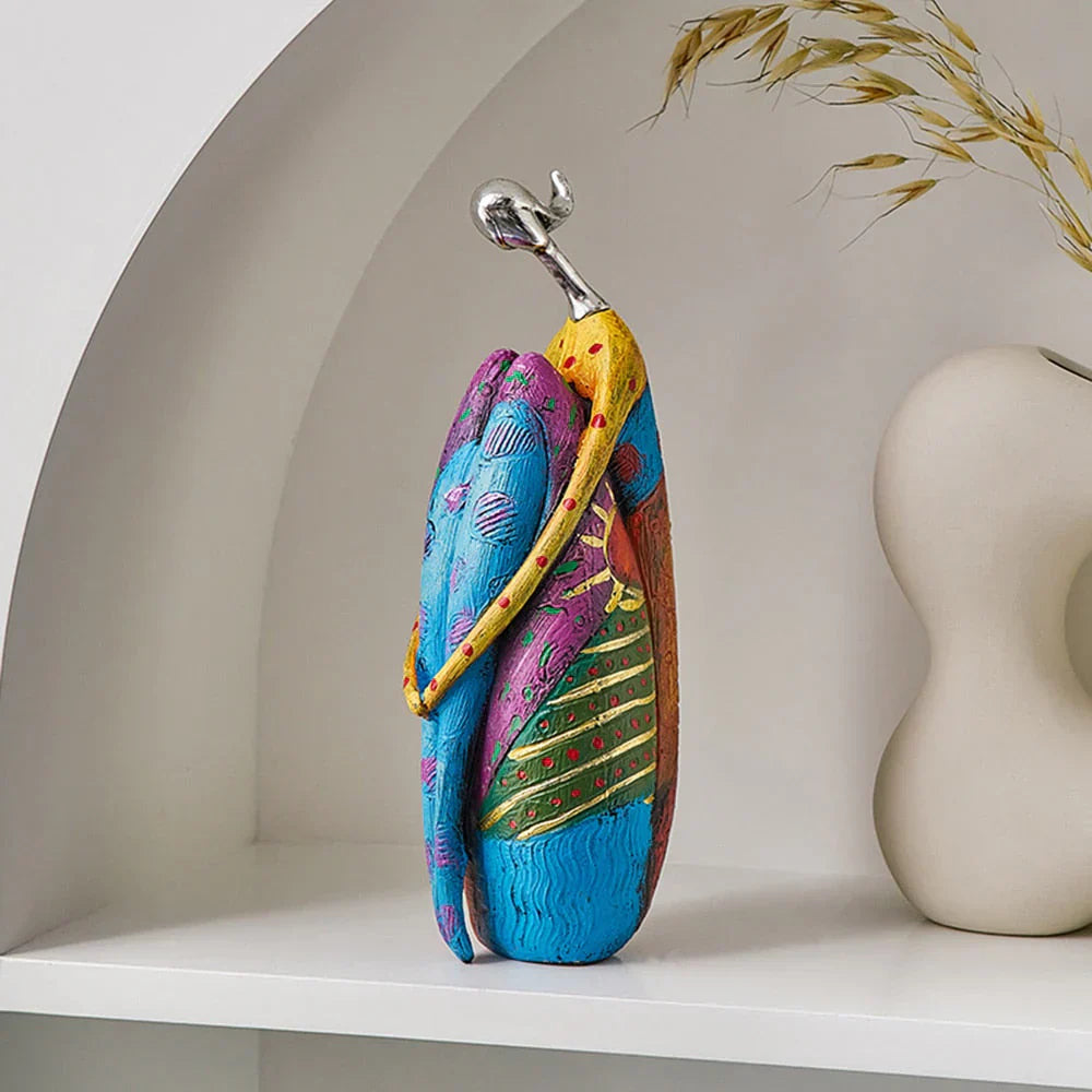 Modern Abstract Woman Sculptures – Handcrafted Colourful Resin Art for Home Decor