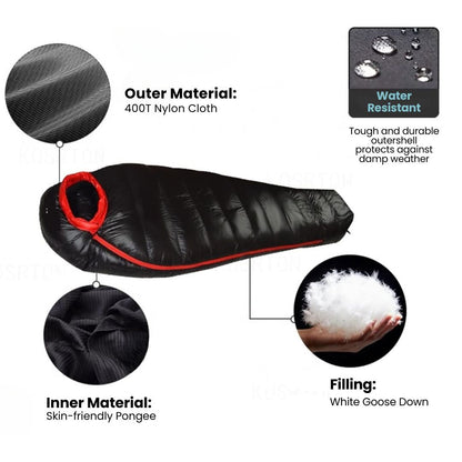 Winter Sleeping Bag – Down Insulated, 400T Ripstop Nylon, -20°C Rated