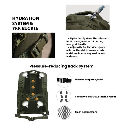25L Tactical Backpack – Water-Resistant Rucksack with MOLLE System & Hydration Compartment