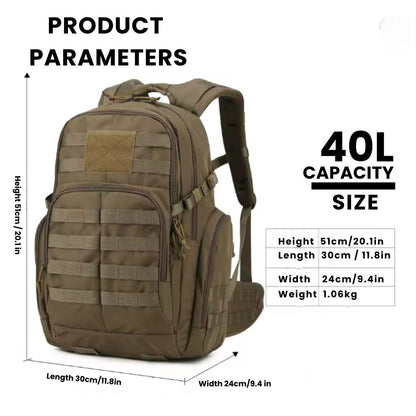 25L Tactical Backpack – Water-Resistant Rucksack with MOLLE System & Hydration Compartment
