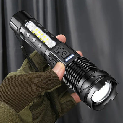 Zoomable LED Flashlight – 3KM Range, Ultra Bright & Durable