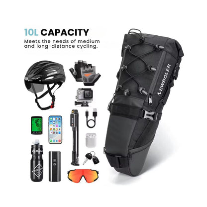 Waterproof Bike Saddle Bag – 10L Capacity, Lightweight & Durable Cycling Seat Pack
