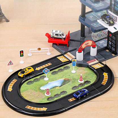 FirePark Garage Playset – Multi-Level Fire Station with Fire Trucks & Traffic Signs for Adventurous Kids