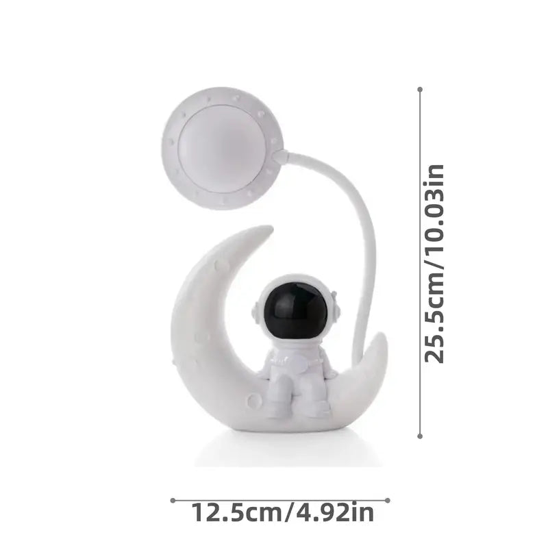 Creative Moon Astronaut LED Night Light – Rechargeable Dimmable Lamp for Bedroom & Desk