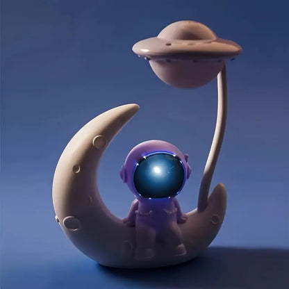 Creative Moon Astronaut LED Night Light – Rechargeable Dimmable Lamp for Bedroom & Desk