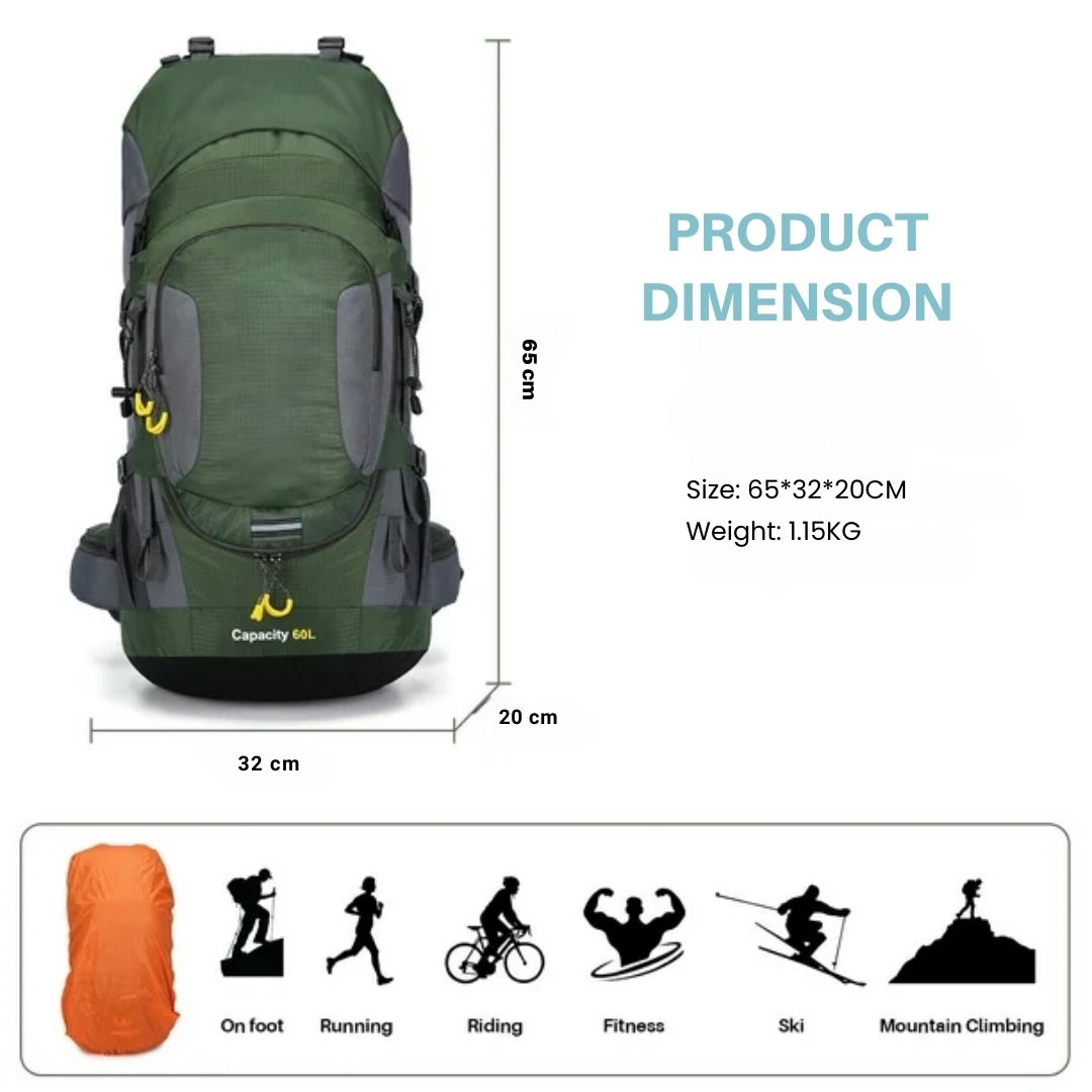 60L Waterproof Backpack – Ultimate Outdoor Backpack for All Adventures