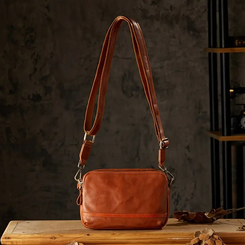 Milo Retro Genuine Leather Crossbody Sling Bag – Timeless Compact Shoulder Bag for Everyday Use