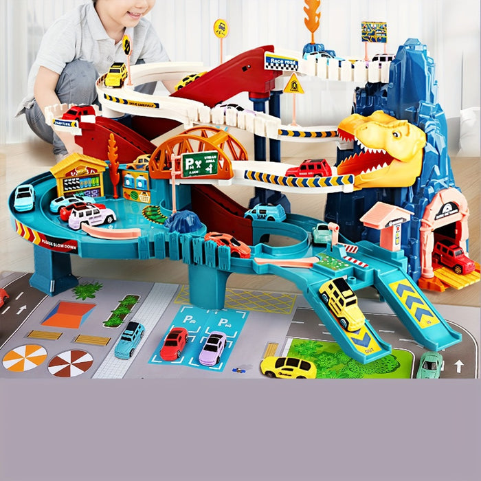 DinoRace Adventure Track Set – Dinosaur-Themed Race Track with Cars for Kids