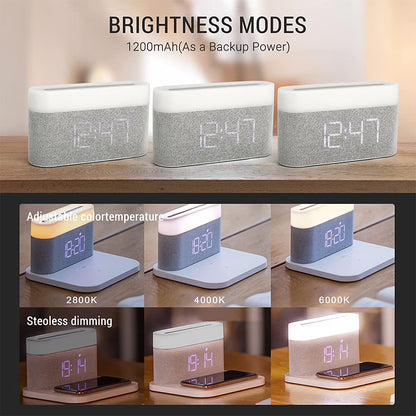 3-in-1 Wireless Charger, LED Lamp & Digital Alarm Clock | Fast Charging Dock