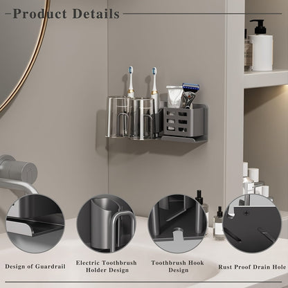 BristleHub Wall-Mounted Electric Toothbrush Holder – Aluminum Bathroom Organizer with Drainage Holes