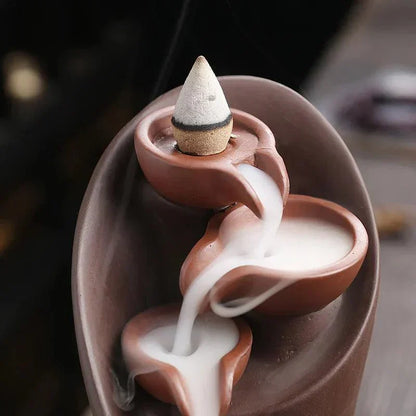 Handcrafted Torch Incense Waterfall – Ceramic Backflow Incense Burner