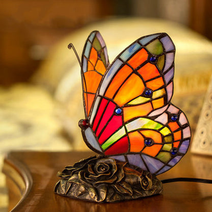 ElegantGlow - Ambient Bedside Lamp with Butterfly Top & Rose Base