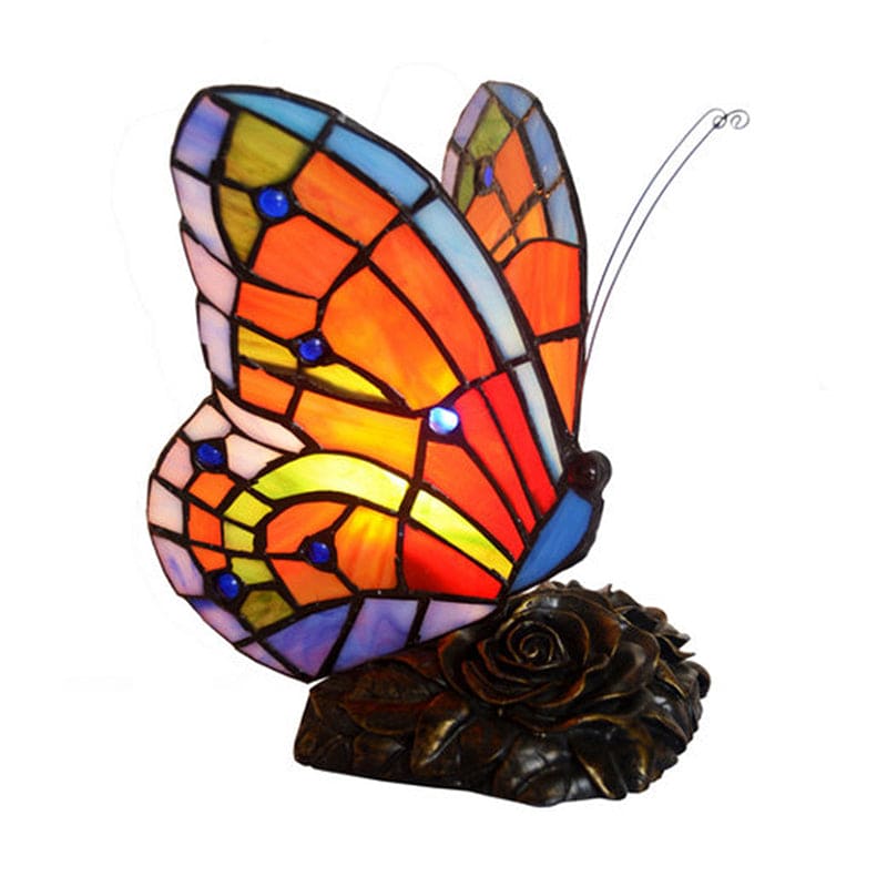 ElegantGlow - Ambient Bedside Lamp with Butterfly Top & Rose Base