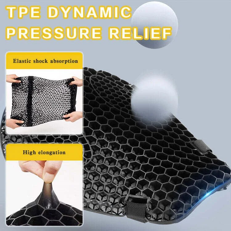 HoneyRide – 3D Honeycomb Shock-Relief Motorcycle Seat Cushion