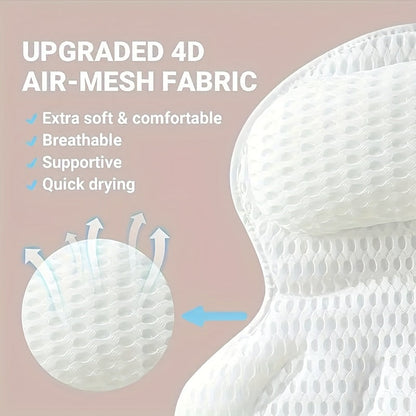 LuxieSpa 4D Luxury Bath Pillow – Breathable Neck & Back Support for Ultimate Relaxation