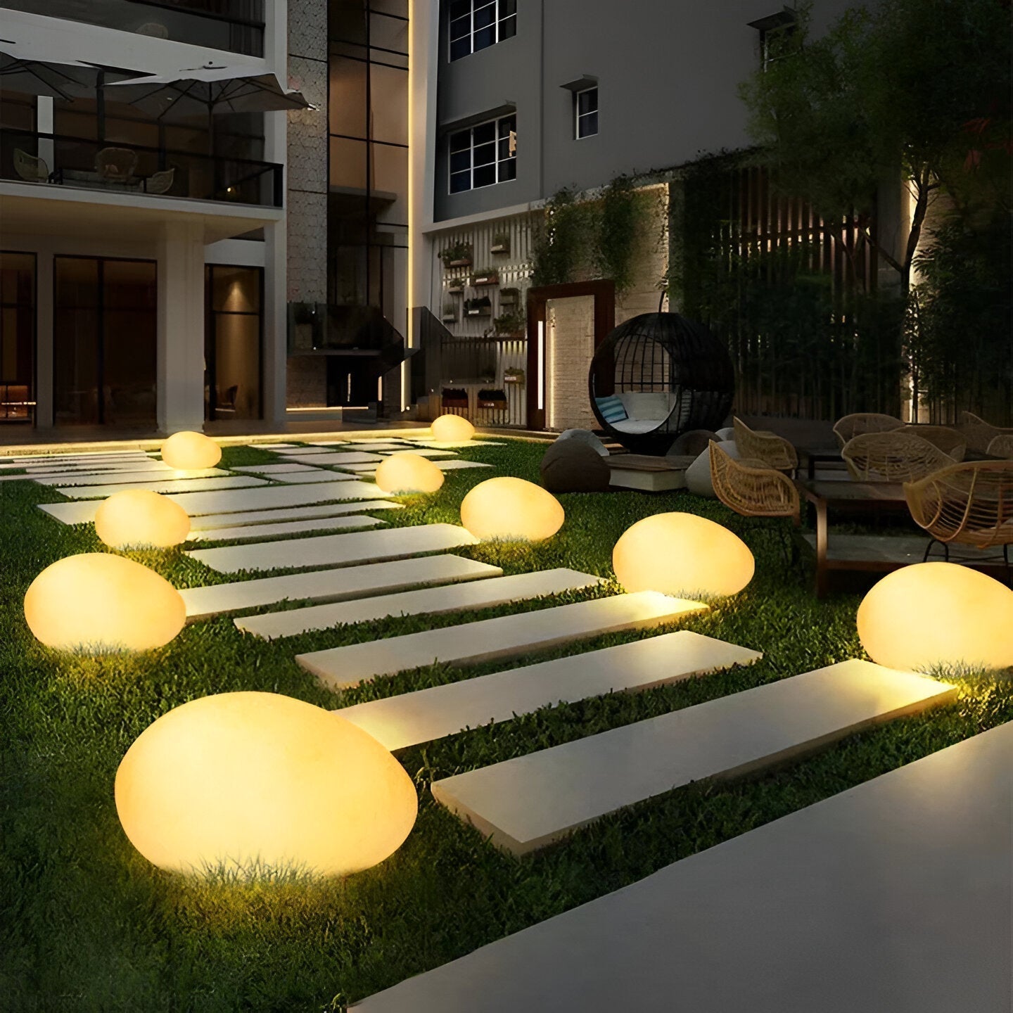PebbleLED Garden Stone Lights – Solar-Powered Outdoor Lighting with Remote Control | IP65 Waterproof