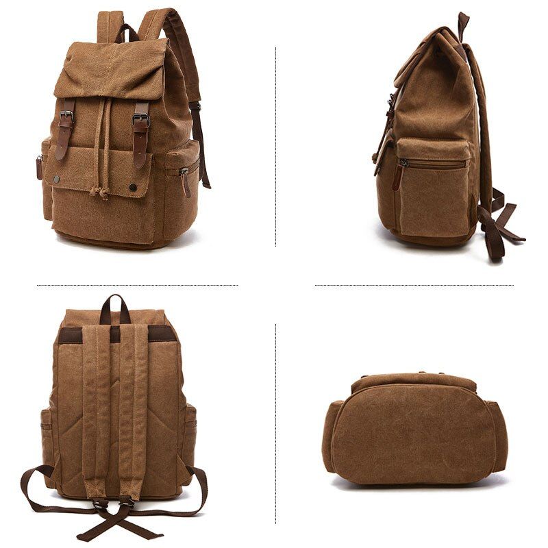 Sturdy Vintage Canvas Backpack – 40x30x15 cm | Large Capacity Travel, Work & School Rucksack