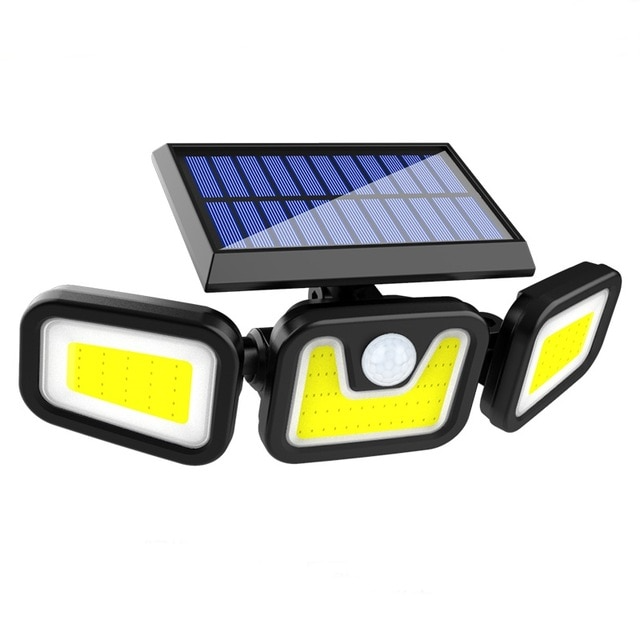 Solar LED Floodlight with Motion Sensor – 3-Head Outdoor Security Lighting for Garden, Driveway & Garage