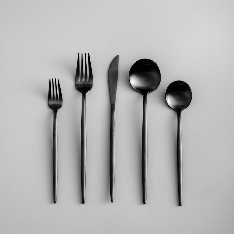 Minimalist Flatware Set – 20-Piece Titanium-Coated Stainless Steel Cutlery | Modern Matte Finish for Elegant Dining