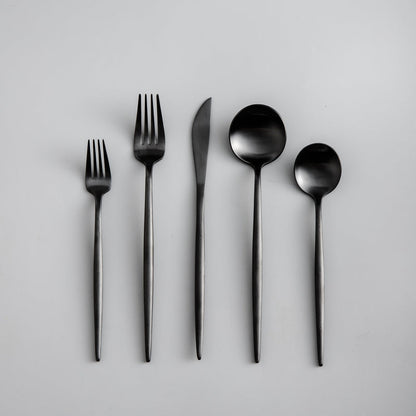 Minimalist Flatware Set – 20-Piece Titanium-Coated Stainless Steel Cutlery | Modern Matte Finish for Elegant Dining
