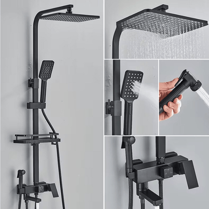 HydraLux Brass Rain Shower Set – 4-in-1 Adjustable Mixer with Luxury Chrome Finish