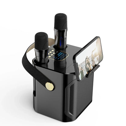 Karaoke Bluetooth Speaker – 360° Surround Wireless Subwoofer with Dual Mics