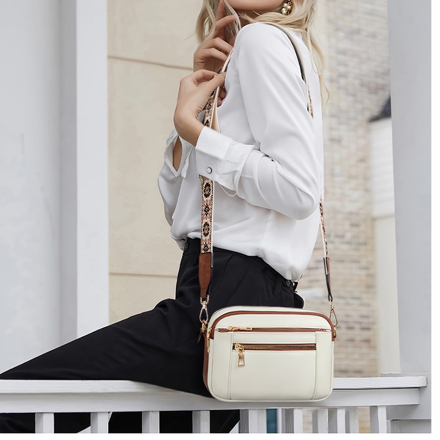 Evelien – Women’s Shoulder Bag with Adjustable Strap and Multi-Zip Compartments