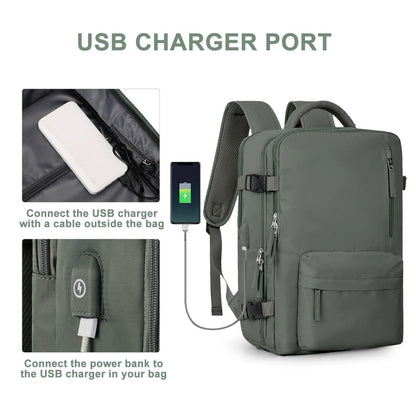 Women's Large Travel Backpack – Waterproof Hiking Rucksack | Anti-Theft & USB Charging