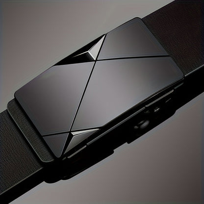 Men’s Genuine Leather Belt with Automatic Buckle – Classic Adjustable Cowhide Waist Belt