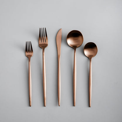 Minimalist Flatware Set – 20-Piece Titanium-Coated Stainless Steel Cutlery | Modern Matte Finish for Elegant Dining